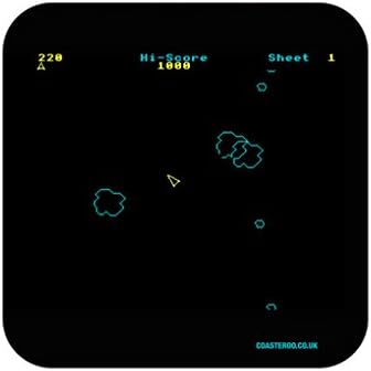 "80s Meteors Screenshot" NOVELTY Hot Drinks Coaster - Fun Retro Gaming Themed Design