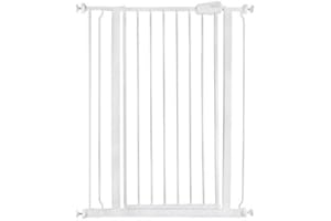 Safetots Barrière Extra Haute pour Chien et Chiot, Hauteur de 104cm, Installation Facile par Pression, 81,4cm - 89cm, Couleur Blanc