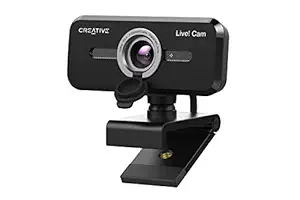 Creative Live! Cam Sync 1080p V2 Full HD Wide-Angle USB Webcam with Auto Mute and Noise Cancellation for Video Calls, Improved Dual Built-in Mic, Privacy Lens Cap, Universal Tripod Mount
