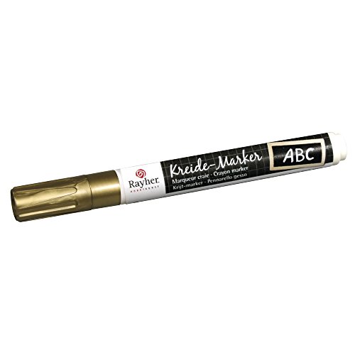 Rayher Hobby 38830620 Kreide-Marker, Keilspitze 2-6 mm, brilliantgold