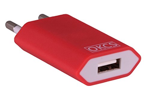 OKCS® Red Schnell und Sicher 1 Meter Lightning Ladekabel zu USB Kabel 8 Pin + USB Netzteil 1A Stecker Adapter für iPhone 6 S Plus / 6 S / 5s / 5c / 5, iPad Air / 2 mini / 2 / 3, iPad 4th generation, iPod touch 5th generation, und iPod nano 7th generation – in Rot - 3