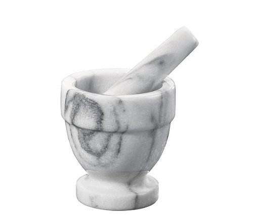 Küchenprofi 1002500812 Mörser Marmor, Fuß, Edelstahl, weiß, 10,8 x 12,1 x 12,1 cm