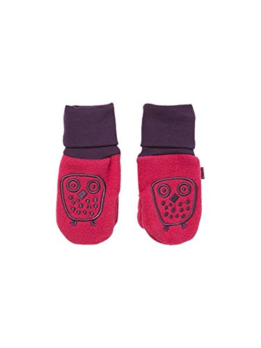 Ej Sikke Lej Baby Girls 0-24m Owl Fleece Handschuhe Plain Mittens, Pink (Cerise 202), 0-3 Months (Manufacturer size: 50/56)