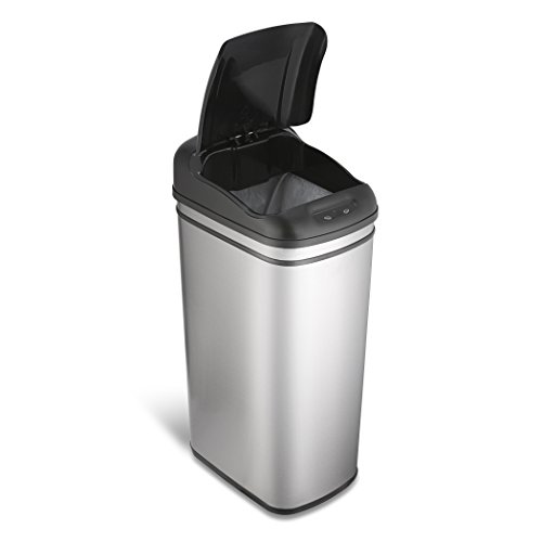 Nine Stars (NINAJ) Papelera, Acero Inoxidable, Plateado, 36.9x26.9x68.3 cm