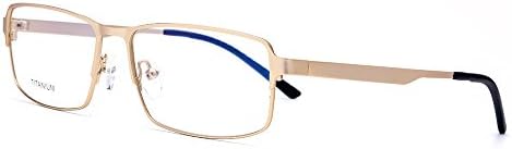 Tianou full frame Titanium alloy eyeglassesl light square optical frame for men and women (yellow)