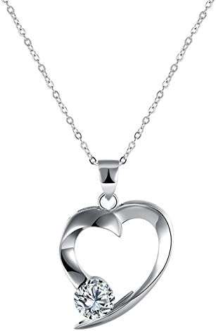 Caimeytie YIXUYU 925 Sterling Silver Necklace Jewellery with Extraordinary Heart Pendent Inlaid Stone Personalised Gifts for Women Ladies Girls