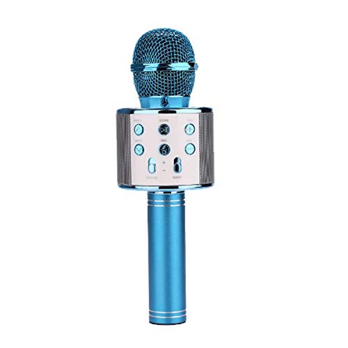 Professional Bluetooth Wireless Microphone Karaoke Microphone Speaker Handheld Music Player MIC Singing Recorder KTV Microphone,Blue