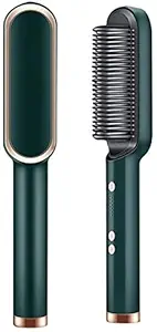 IDENSIC Professional Hair Straightener Brush | Tourmaline Ceramic Hair Curler Brush | Hair Straightening Iron Perfect for Saloon at Home Hair Styler (Multi-Colors)