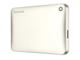 Lieferumfang: Toshiba Canvio Connect II HDTC810EC3AA 1 TB Mobile Festplatten mattgold, Kurzanleitung, Benutzerhandbuch, Garantiekarte