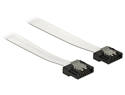 10x Delock Kabel SATA III FLEXI 6 Gb/s 50 cm weiß mit Metallclips HQ extrem flach und flexibel - 5