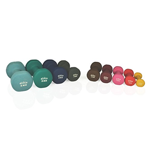 diMio Neopren Gymnastik Hanteln 0,5 – 6 kg im Doppelpack, Soft-Grip, für Fitness, Ausdauertraining und Muskelaufbau - 5
