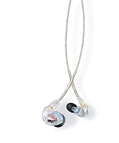 Shure SE425-CL Auriculares Profesionales con cable sobre la oreja, aislamiento sonoro con dos microtransductores de alta definición, sonido natural preciso, cable transparente de 3,5 mm