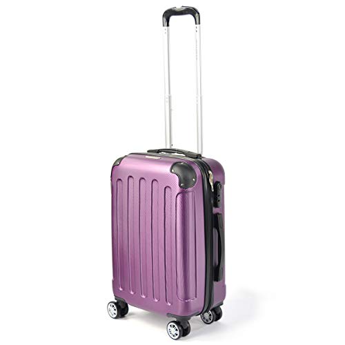 Preisvergleich Produktbild Flexot Handgepäck - Trolley - Bordcase S - Koffer - Reisekoffer - Hartschale - mit Dehnfalte (Erweiterung), Doppelgriff, Zwillingsreifen, Violett - Lila