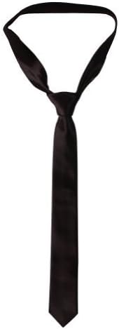 Match New Mens Slim Narrow Tie Skinny Plain Neckties Black