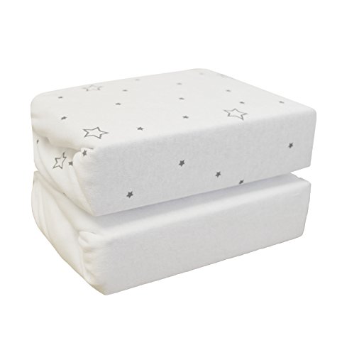 Cuddles Collection Stars on Moses Basket Sheets (White, Pack of 2)