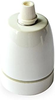 Lamps and Lights White Ceramic Lampholder with Cord grip for a Ceiling Pendant E27
