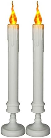 2Pcs Flameless LED Candles/Flickering Plastic Pillar Tea Light Bright Taper Candles Battery Powered Best for Home Decoration(Amber Light)