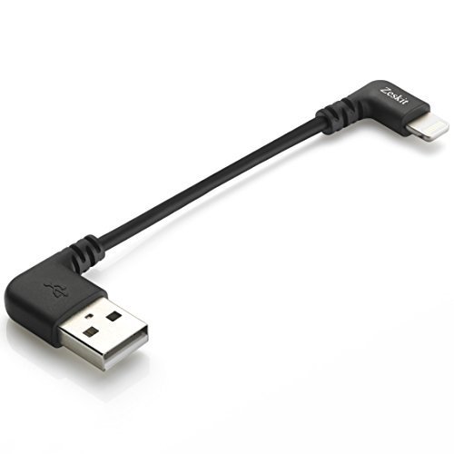 Preisvergleich Produktbild Zeskit Lightning auf USB Kabel Pro (10cm, Winkelstecker, Schwarz) für tragbare Kopfhörer-Verstärker oder DAC - MFi-zertifiziert, für iPhone iPod iPad