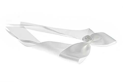 10 Antennenschleifen mit Rose Deko Schleifen Hochzeit Autoschmuck Autoschleifen Weiss - 3