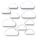 Produktbild luvel YOUNG FASHION 10x Wolken als Kinderzimmer Deko, Wandtattoo, 3D-Wanddeko, Bilder, Kinderposter, Dekoration, Wandtattoo, Bild Babyzimmer 19 x 10cm und 14 x 7 cm, 10mm Dicker Kunststoff (M6, weiß)