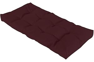 XINWANHONG Coussin de Banc Extérieur 1 2 3 ou 4 places, 8cm Coussins de Balancelle Jardin Imperméable Antidérapant Mobilier d'extérieur Coussin d'assise Rectangulaire Pour Terrasse Fenêtre,Wine red,80x50cm