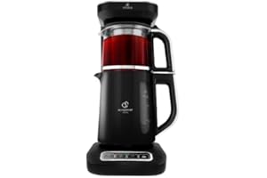 Karaca Caysever Robotea Pro 4-en-1 Theiere Electrique Automatique, Machine à Café Filtré, Bouilloire à Thé, Theiere avec Infuseur, 2500W, Chrome