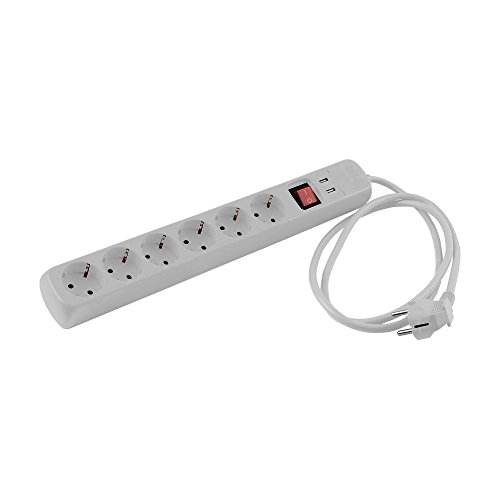 Preisvergleich Produktbild Heitronic Tischsteckdose, 6x Schutzkontakt, 2x USB Ladeanschluss. Steckdose mit Kindersicherung und Ein- / Ausschalter