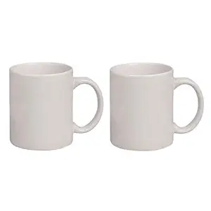 BANAS Creamic White Plin Coffee Mug - 2 Piece, White, 330 ml