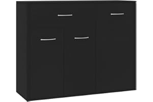 vidaXL Sideboard Storage Cabinet Home Interior Decor Living Room Bedroom Shelf Stand Furniture Organiser Buffet Server Black Engineered Wood