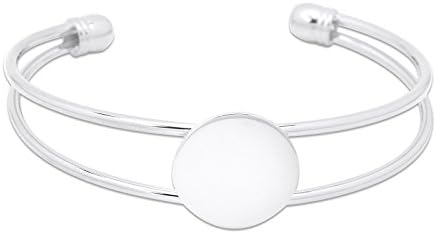 18mm Round Flat Glue on Pad Bangle Settings Bracelet Cuff Bangle Blank Base Pack of 10 (Shiny Silver)