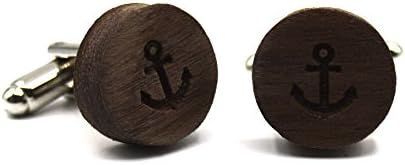 Wooden cufflinks Anchor. Fashion collection: natural walnut wood shirt cufflinks for men, crafted in Spain by Territorial Wood. Wedding & events line. Elegant, original, sharp and dapper gift.