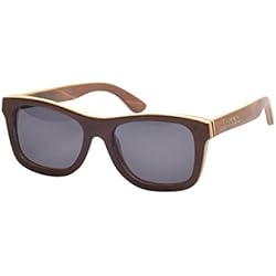 Iwood La moda gafas de sol de madera de marrón Monopatín gafas de sol de la lente polarizada de madera gris