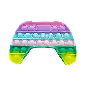 ESHOPY Push Pop Fidget Toy Game Controller Handle Gamepad Shape, Tie-dye Popper Sensory Bubble Fidget Toy, Silicone Popper Squeeze Toy, Stress Reliever Toy for Kids and Adults Autism (Macaron)