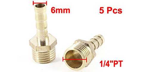 5 PCS 1/10,2 cm PT Außengewinde bis 6 mm Luftschlauch Barb Messing Gerade Kupplung Fitting - 2