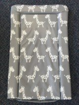 Deluxe Unisex Baby Waterproof Changing Mat with Raised Edges - Unique Grey and White Giraffe Design