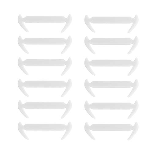 LouiseEvel215 12 Pezzi/Confezione Unico Lacci a Forma di falcata Elastica Senza Lacci in Silicone per Sneakers Bambini Adulti USA e Getta