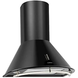 Klarsten Noir Mat Edition - Hotte aspirante murale 60 cm, Design rétro, 3 niveaux de performance, Évacuation d'air max: 430 m³/h, Recyclage d'air possible, Filtre anti-graisse, Noir mat