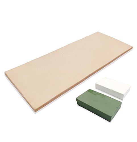Cuir d'affûtage pour rasoir 7,6 x 20,3 cm - 56,7 gComposé vert et blanc.