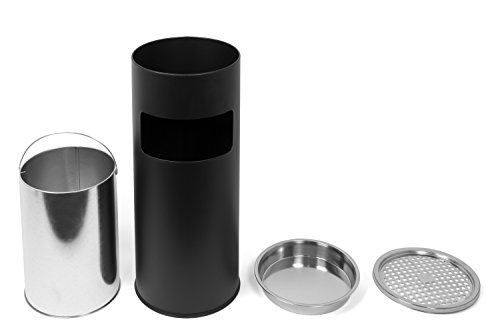 Standaschenbecher mit herausnehmbaren Mülleimer, Standabfallbehälter mit Aschenbecher für draußen, Standascher, 30 Liter in schwarz by Floyen Home - 4