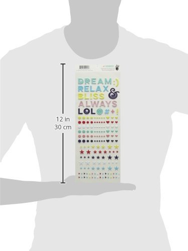 Fancy Pants Happy Place Puffy Stickers Mixed Words And Shapes, Acrylic, Multicolour