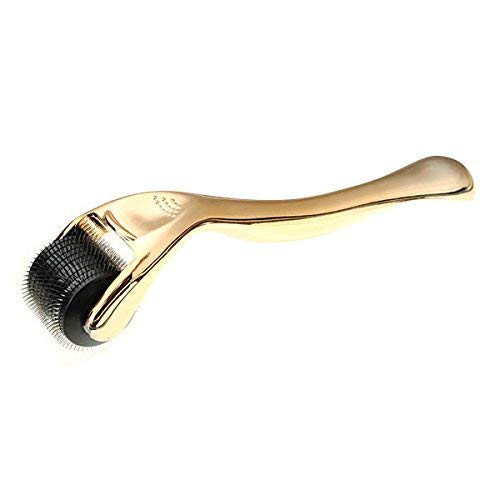 IVON Premium Derma Roller 0.5mm With Titanium Alloy Micro Needles for Men & Women Face/Body Skin Care and Hair Growth - Includes Free Storage Case (Golden)