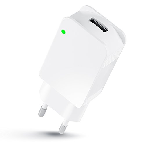 CSL - 2A Caricabatterie da muro | Alimentatore 1 Port USB 2000mA | Caricatore USB per Samsung Galaxy S8 / S8+ / Note 8, LG G5 / G6, Nexus 5X / 6P, HTC 10, iPhone X / 8 / 8 Plus, iPad Pro/ Air ecc | Bianco