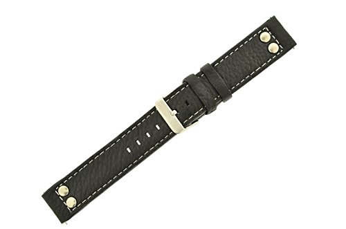 Oozoo Armband - Ersatzarmband fr Oozoo Uhren etc. - 20 mm - Farbe : Schwarz/Niete
