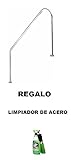  Pasamanos baranda de bajada piscina FX L.1829 mm. Acero inoxidable. AISI 316. Dos puntos de apoyo dos escalones pletinas + tornillos + tacos + embellecedores. REGALO Limpiador de acero