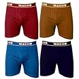 Macho Men's Combed Cotton Long Trunk (Multicolour, Large-90 cm) - Pack of 4