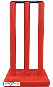 HeadTurners Plastic Cricket Stumps Set - 3 Wickets, 2 Bails, 1 Base (Color May Vary)