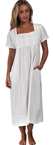 The 1 for U 100% Algodón Camisón - Lara - con Bolsillos - Blanco, Blanco, XXL