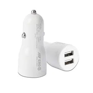ERD CC-23 Car Charger 5V / 2.4 Amp. Dual Port USB Dock | Compatible with All Smart Phones, Power Banks, Tablets, Bluetooth Devices, Gaming Devices, Digital Camera & Other Devices (White)