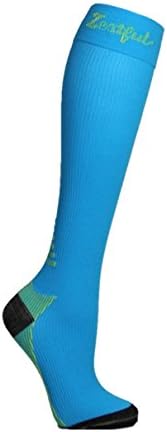 ZESTFUL Medical Compression Socks 20-30 mmHg Men And Women - For Running, DVT, Flight Travel, Nurses, Poor Circulation, Leg Fatigue, Plantar Fasciitis. Use In Spartan Race, Marathon, Triathlon. (Cyan Blue, Large)