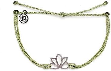 Pura Vida Silver Lotus Sage Green Bracelet - Handcrafted with Silver-Plated Charm - 100% Waterproof